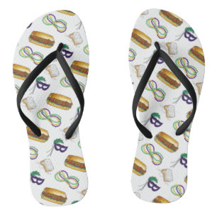 Tongs Mardi Gras NOLA New Orleans Mask Beads Beignet