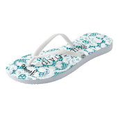 Tongs Mariage de Bridesmaid Beach | Aqua en dentelle bla (Incliné)