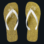 Tongs Mariage de Parties scintillant d'or Flipflops BRID<br><div class="desc">Ajoutez le rôle des membres de la fête nuptiale,  les couples mariés nom et date mariage à ces élégantes flipflops de mariage de plage d'été avec une finition fausse parties scintillant or.</div>