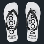 Tongs Mariage personnalisé de marié - couleurs faites<br><div class="desc">Célébrez votre célébration de jour du mariage dans le confort avec ces bascules électroniques personnalisées. Customisez avec le nom et la date de mariage du marié. L'arrière - plan est blanc, toutefois vous pouvez changer la couleur en la cliquant sur sur la personnaliser. Assortissez vos couleurs de mariage à ces...</div>
