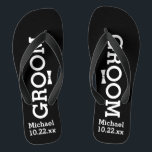 Tongs Mariage personnalisé de marié - sélectionnez votre<br><div class="desc">Célébrez votre célébration de jour du mariage dans le confort avec ces bascules électroniques personnalisées. Customisez avec le nom et la date de mariage du marié. L'arrière - plan est noir, toutefois vous pouvez changer la couleur en la cliquant sur sur la personnaliser. En raison du texte blanc vous devrez...</div>