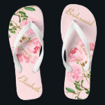 Tongs Mariage personnalisé Pink Floral<br><div class="desc">Ces tongs personnalisées présentent un design esthétique élégant de peinture aquarelle rose de fleurs de pivoine. Les belles tongs sont un cadeau mémorable pour les membres de la fête de mariage : mariée, demoiselles d'honneur, mère de la mariée, femme d'honneur... Ils ajouteront une dose élégante de glamour à votre jour...</div>