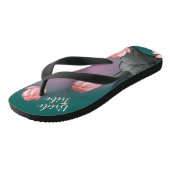 Tongs Mariage turquoise vert rose lotus Fleurs (Incliné)