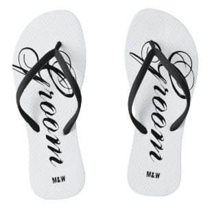 Tongs mariages monogrammes pour mariée et mariée