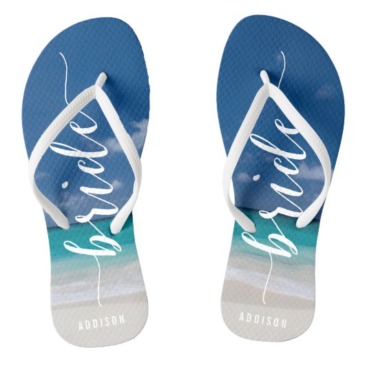 Tongs Mariée Calligraphie Plage Mariage Flip Flops (Semelle)