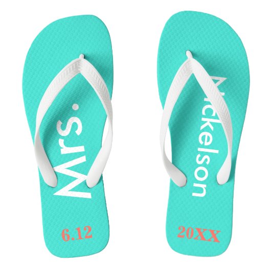 Tongs Mariée Mme Turquoise Blue (Semelle)
