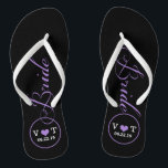 Tongs Mariée personnalisée (violet)<br><div class="desc">Des tongs de mariage marié noirs et violets,  faits sur mesure,  amusants et personnalisés.</div>