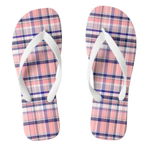Tongs Marine Rose Bleu Blanc Preppy Madras Plaid