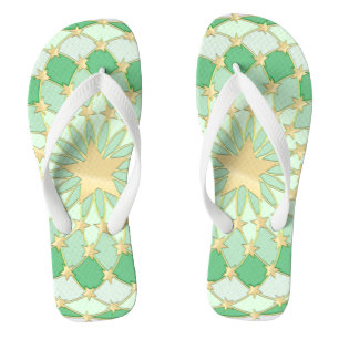 Tongs Matrix étoiles dorées cercles expansifs vert paste