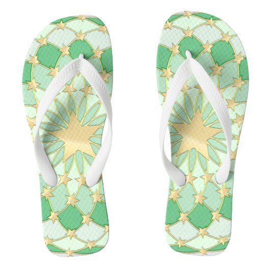 Tongs Matrix étoiles dorées cercles expansifs vert paste (Semelle)