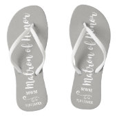 Tongs Matron d'honneur Mariage Faveur Nom Monogramme Gri (Semelle)