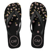 Tongs Mélange monographique et superposition or sur noir (Semelle)