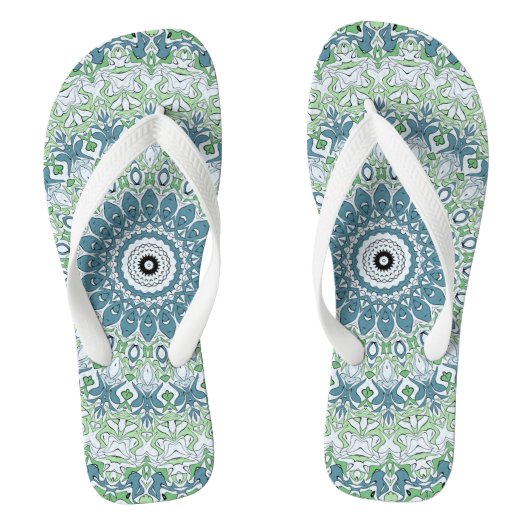 Tongs Mer Vert et Bleu Côte Motif Mandala (Semelle)
