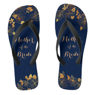 Tongs Mère de la mariée Gold Foliage Marine Bleu