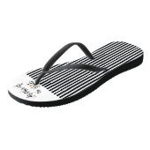 Tongs Mère de la Mariée noir rayures or fleur (Incliné)