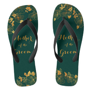 Tongs Mère du groom Emerald Green & Gold Foliage