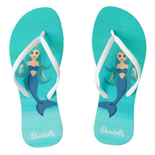 Tongs Mermaid princesse sur l'eau de mer aquamarine (Semelle)