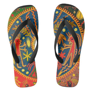 Tongs Mexique Huichol Del Sol Rituel Design Flip Flops
