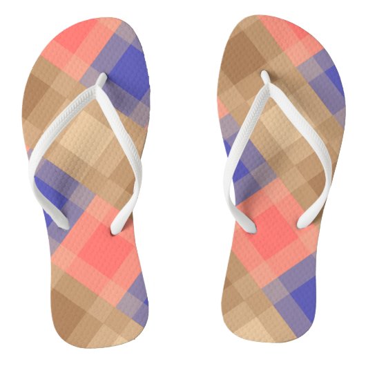 Tongs Mi-siècle méga plaid - cacao et corail (Semelle)