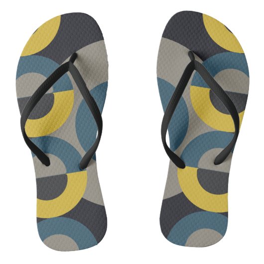 Tongs Mi-siècle moderne bleu jaune Gunmetal (Semelle)