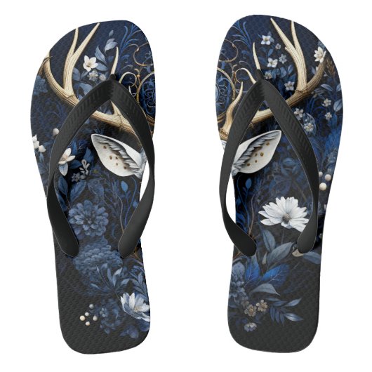 Tongs Midnight Celestial Floral Gothic Deer (Semelle)