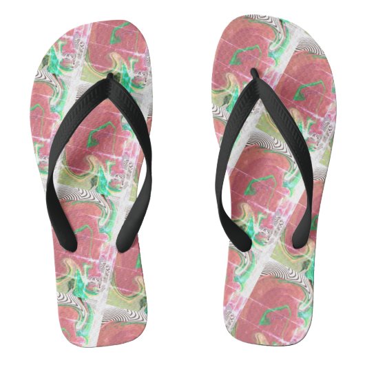 Tongs Mignonne Noir Vert ROSE Moderne Femme Flip Flops (Semelle)