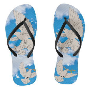 Tongs Mikitiez blanc oiseau bleu ciel été plage liberté