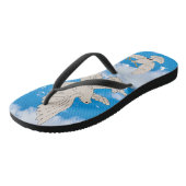 Tongs Mikitiez blanc oiseau bleu ciel été plage liberté (Incliné)