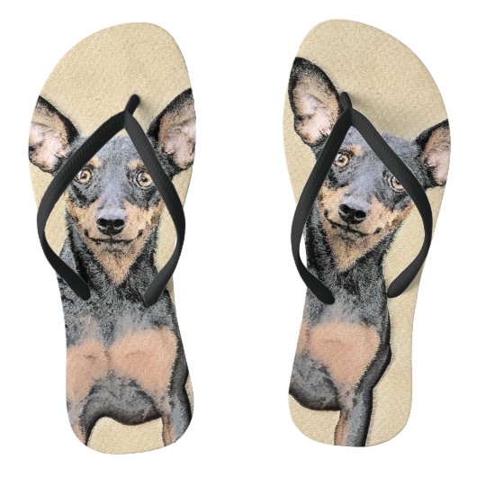 Tongs Miniature Pinscher Peinture Cute Original Dog Art (Semelle)