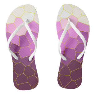 Tongs Minimalisme Art Abstrait Violet Rose Cellules Blan