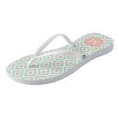 Tongs Mint et Coral Ikat Motif (Incliné)