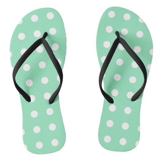 Tongs Mint Green White Dots Moderne Modèle tendance (Semelle)