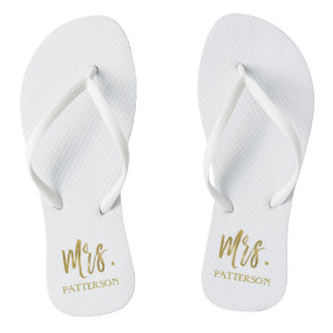 Tongs Mme Nom Flip Flops avec Gold Foil