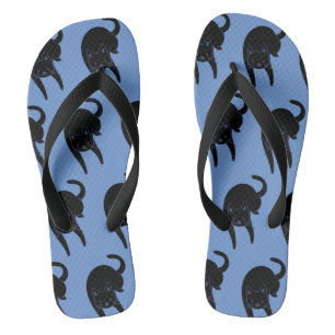 Tongs Modèle de chat noir Voix de minou Bleu 
