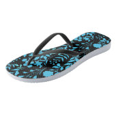 Tongs Modèle floral bleu.ST01 BG noir (Incliné)