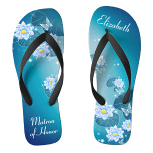 Tongs Modèle floral bleu turquoise Matron d'honneur