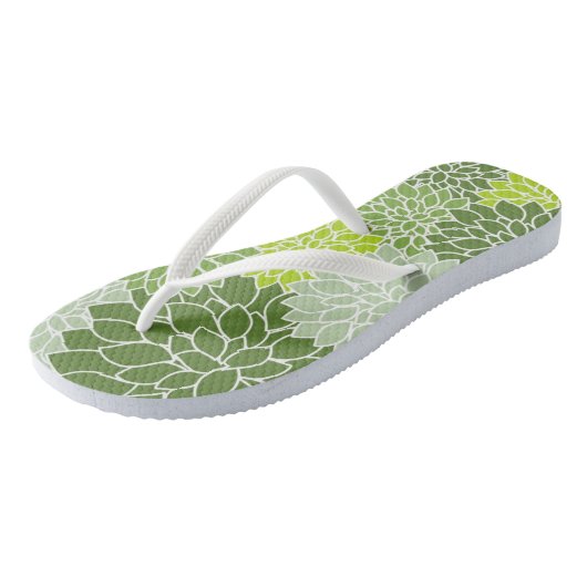 TONGS MODÈLE FLORAL EN VERT (Incliné)