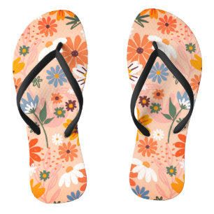 Tongs Modèle floral peint à la main-23136