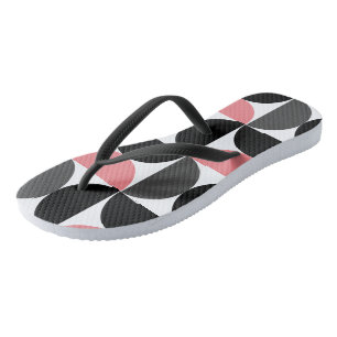 Tongs Moderne de milieu de siècle rose noir et blanc