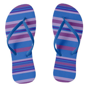 Tongs Moderne motif rayé mauve violet bleu marine