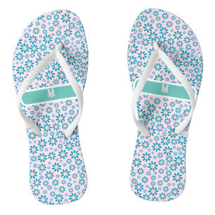 Tongs Moderne personnalisée initiale de fleur de margue