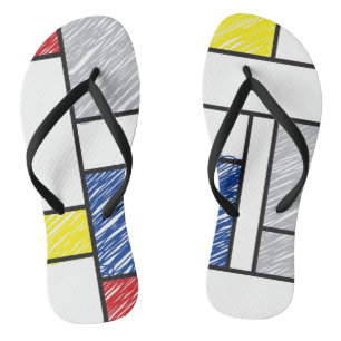 Tongs Mondrian Gribouillages Minimaliste Art Moderne De