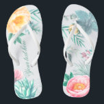 Tongs Monnaie tropicale Florale Mariage d'été Favoriser<br><div class="desc">Des fêtes de mariage exotiques à la menthe,  rose et jaune,  avec des pivoines,  des eucalyptus,  des rosehips,  succulents,  lisianthus,  des feuilles menthol et des succulents.</div>