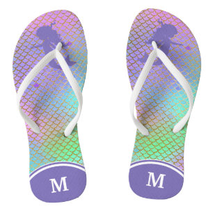Tongs Monogramme à l'échelle de poisson sirène bleue