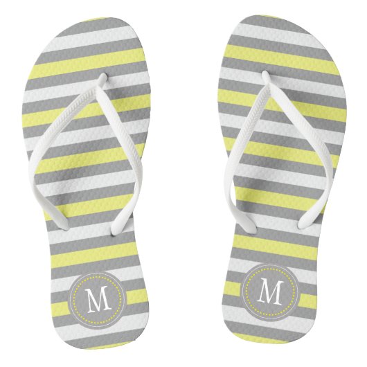 Tongs Monogramme à rayures blanches gris jaune (Semelle)