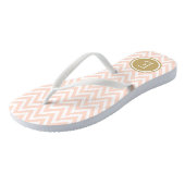 Tongs Monogramme blanc rose et or Chevron (Incliné)