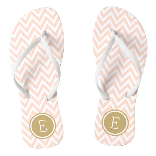 Tongs Monogramme blanc rose et or Chevron (Semelle)