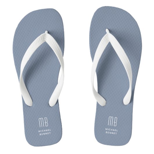 Tongs Monogramme Bleu Poussiéreux Moderne (Semelle)