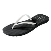 Tongs Monogramme classique simple | Texte noir et blanc (Incliné)