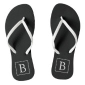 Tongs Monogramme classique simple | Texte noir et blanc (Semelle)